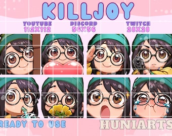 Valorant Killjoy Twitch & Discord Emotes | Valorant Killjoy Emote Pack | Chibi Anime Style | Kawaii VTuber Streamer Gift