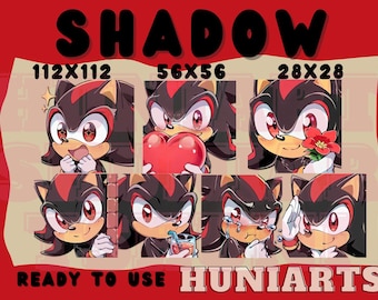 Sonic the Hedgehog Shadow Twitch & Discord Emotes | Sonic Shadow Emote Pack | Black Hedgehog Rival | Kawaii VTuber Streamer Gift