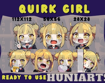 Quirk blonde villain Anime Girl, Anime Emotes, Chibi Emotes for Twitch/Discord/Youtube