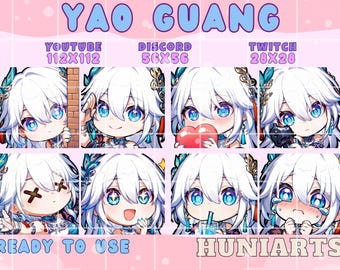Honkai Star Rail Yao Guang Twitch & Discord Emotes | HSR Yao Guang Emote Pack | Chibi Anime Style | Kawaii VTuber Streamer Gift