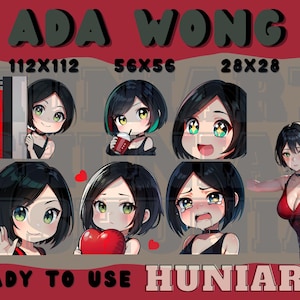 Resident Evil - Ada Wong Emote Set Anime Emotes, Discord/Twitch/Youtube Emotes