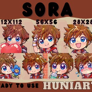 Kingdom Hearts, Kingdom Hearts Sora, Sora Emote, Kingdom Hearts Sora Emote, Sora Emote, Sora Anime Emotes, Discord/Twitch/Youtube Emotes