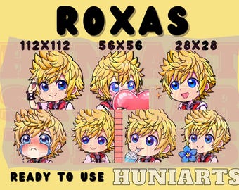 Kingdom Hearts Roxas Twitch & Discord Emotes | KH Roxas Emote Pack | Chibi Anime Style | Kawaii VTuber Streamer Gift