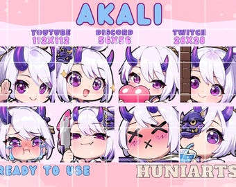 League of Legends Akali Twitch & Discord Emotes | LoL Akali Emote Pack | Spirit Blossom Skin | Kawaii VTuber Streamer Gift