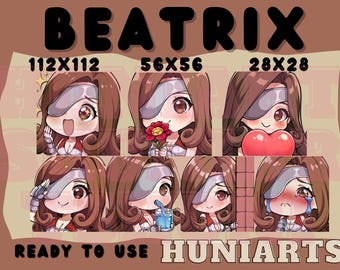 Final Fantasy IX Beatrix Twitch & Discord Emotes | FF9 Beatrix Emote Pack | Brunette Anime Girl | Kawaii VTuber Streamer Gift