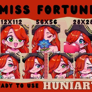 Arcane Miss Fortune Emotes, Miss Fortune, League of Legends Miss Fortune, Miss Fortune Anime Emotes, Chibi Emotes for Twitch/Discord/Youtube