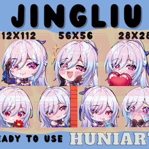 Gestos Jingliu de Honkai Star Rail, Gesto Jingliu, Gesto de anime Jingliu, Gestos Chibi, Gestos de conjunto de anime Jingliu, Gestos de Discord/Twitch/Youtube