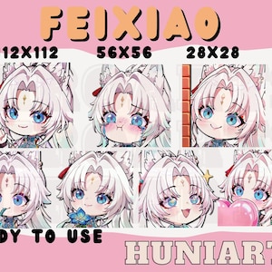 Honkai Star Rail Feixiao Emotes, FeixiaoEmote, HSR Feixiao Anime Emote, FeixiaoChibi Emotes, Anime Set Emotes, Discord/Twitch/Youtube Emotes