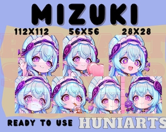 Genshin Impact Mizuki Twitch & Discord Emotes | Genshin Mizuki Emote Pack | Cute Anime Waifu | Kawaii VTuber Streamer Gift