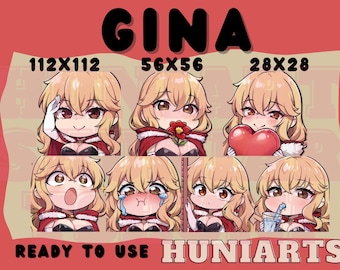 Solo Leveling Gina Twitch & Discord Emotes | Solo Leveling Gina Emote Pack | Blonde Hunter Girl | Kawaii VTuber Streamer Gift
