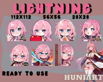 Final Fantasy 13 XIII - Lightning Emote Set Anime Emotes, Discord/Twitch/Youtube Emotes