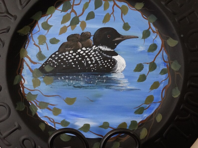 Loons on Lake Hand Painted Cabin Decor Camp Decor Metal Etsy