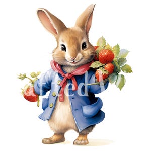5 Peter Rabbit Clipart-Bilder, Beatrix Potter ""Frühling im Garten"" - hochwertige Kaninchen PNGs, Basteln, digitaler Download, Junk Journal."