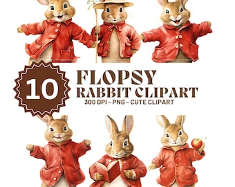 Beatrix Potter Flopsy Rabbit Clipart, Farmhouse Nursery Decor (PNG Digital Download)