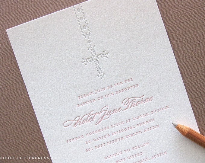 Letterpress Baptism / Christening / First Communion Invitations Etsy