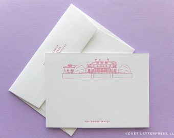 custom letterpress house sketch note cards