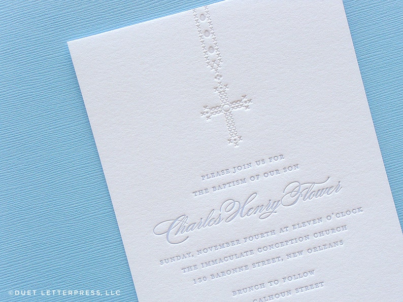 Letterpress Baptism / Christening / First Communion Invitations Etsy