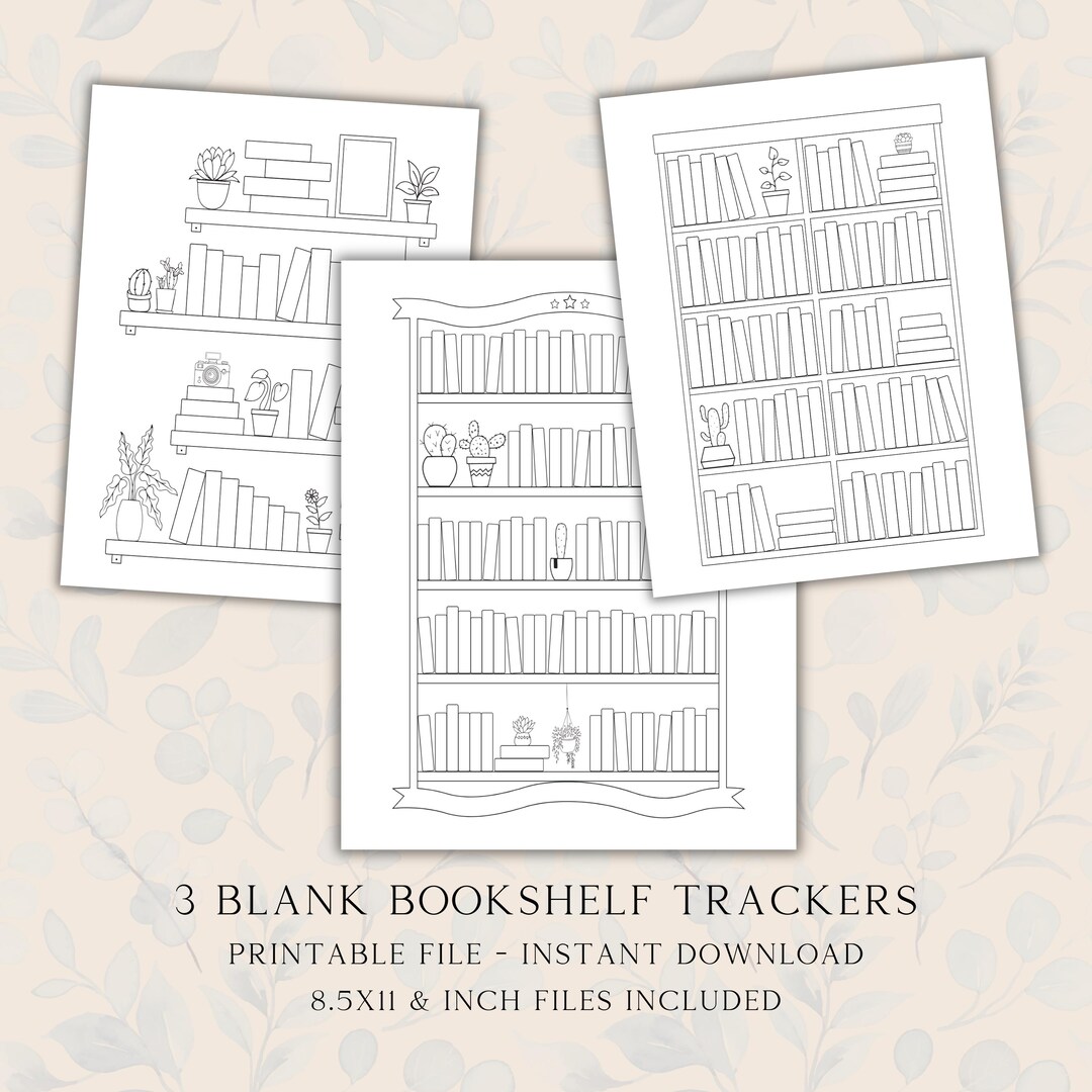 Blank Bookshelf Reading Tracker, Coloring Book Tracker Printable ...