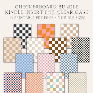 Kindle Paperwhite クリアケース用印刷可能インサート、トレンディなチェッカーボード Kindle アクセサリ、本っぽい印刷可能、デジタル Kindle ケース カバー
