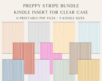 Watercolor Kindle Paperwhite Insert: Preppy Stripe Kindle Case Cover (Digital Download)