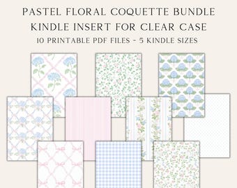 Encarte Kindle Coquette: Laço rosa elegante, floral pastel (download digital)