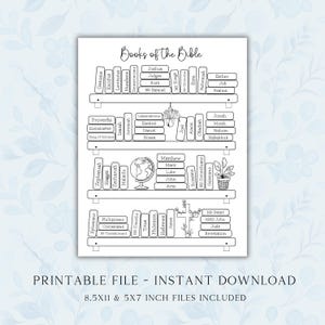 Printable Bible Book Tracker, Digital Books of the Bible Coloring Tracker, Bible Bookshelf Tracker, Christian Reading Printables