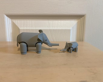 3d Printed Articulated Elephant Pair Fidget Toys