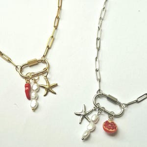 Build Your Carabiner Charm Necklace Silver or Gold, Personalised Summer Necklace, Birthday Gift for Her, Vintage Y2k, Interchangeable