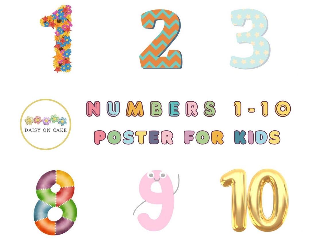 Numbers Poster for Kids | Educational Printable | Bright Nursery Wall ...