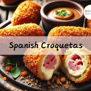 Croquetas espanholas - Croquetes espanhóis clássicos com recheio cremoso, deliciosos e crocantes, perfeitos como aperitivo ou prato principal.