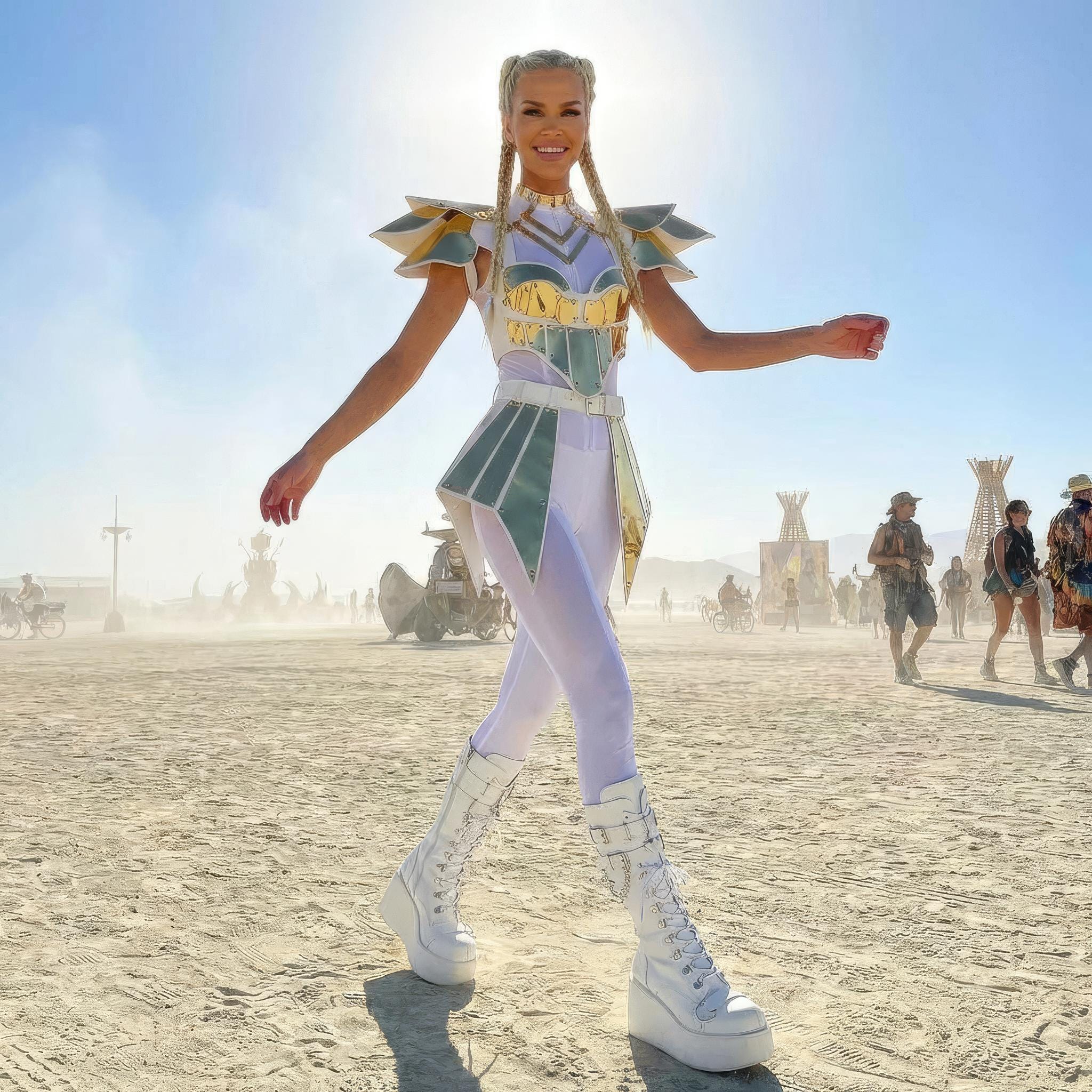 Women's  Festival Fashion Set for Burning Man - Shoulders Top Skirt