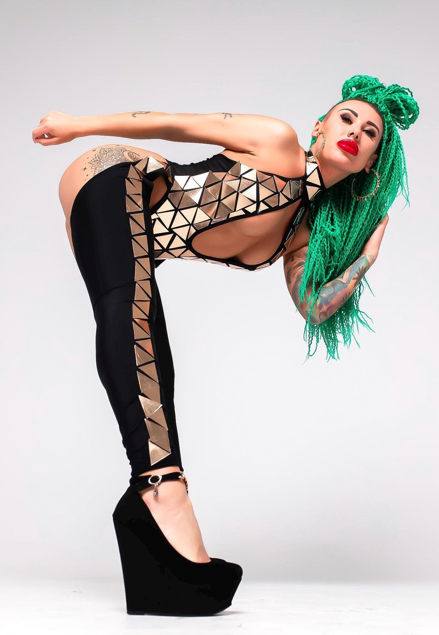Mirror Leggings & Bodysuit for Dance Performance or Show Parties, Mirror Leg Covers, Body Suit Outfit, Mirror Costume Women, Stage Clothing