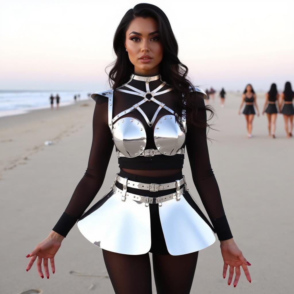 Cosmic Festival Outfit with Top & Skirt, Metallic Harness Set, Rave Wear, Unique Futuristic Harness, Party Outfit, Festival Accessories