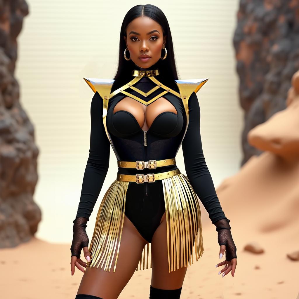 Chic Festival Costume Set for Burning man - Golden Harness Top & Fringe Skirt, Fashion Festival Clothing, Futuristic Rave Outfit