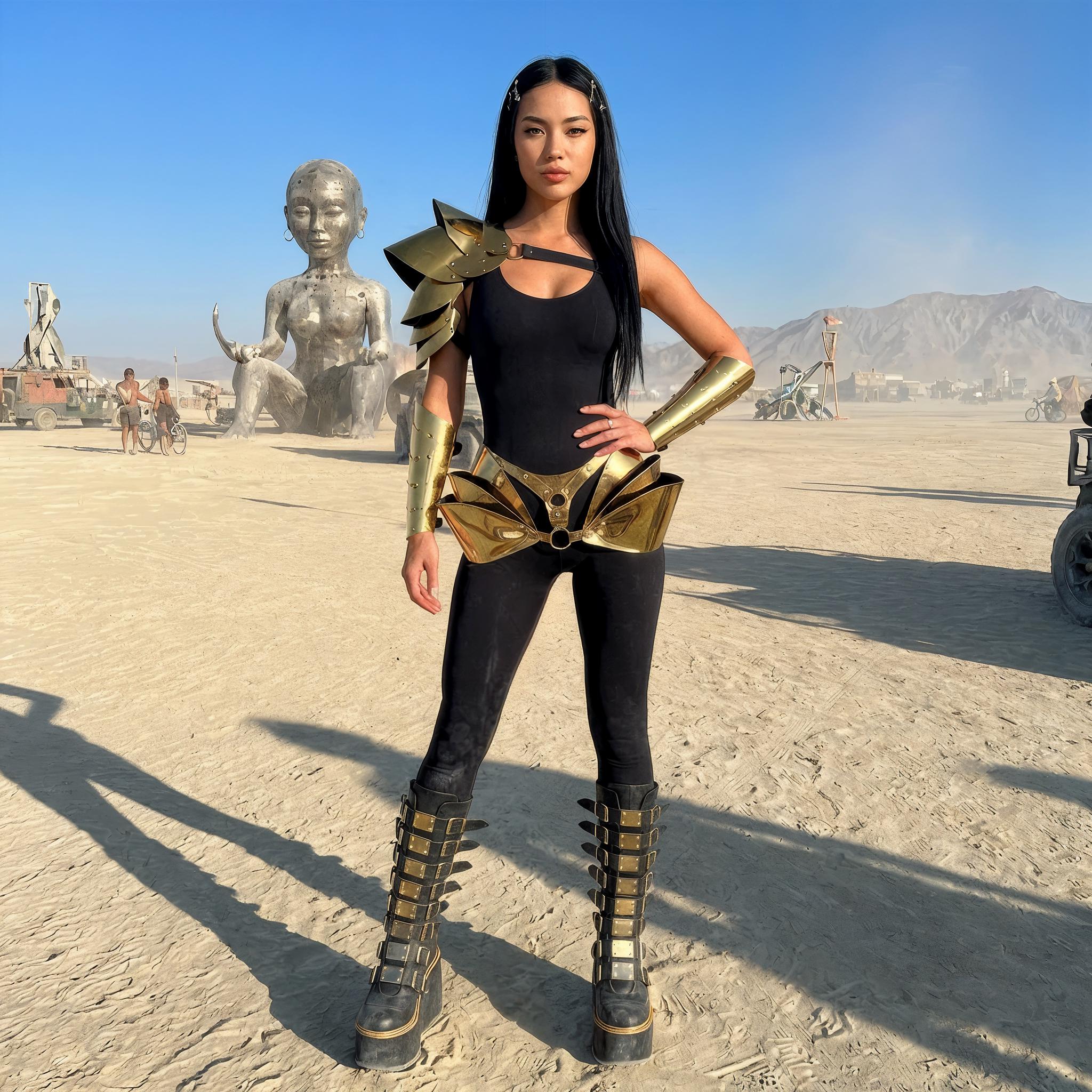 Best Festival Outfit with One-Shoulders & Skirt, Unique Rave Harness Armor Outfit