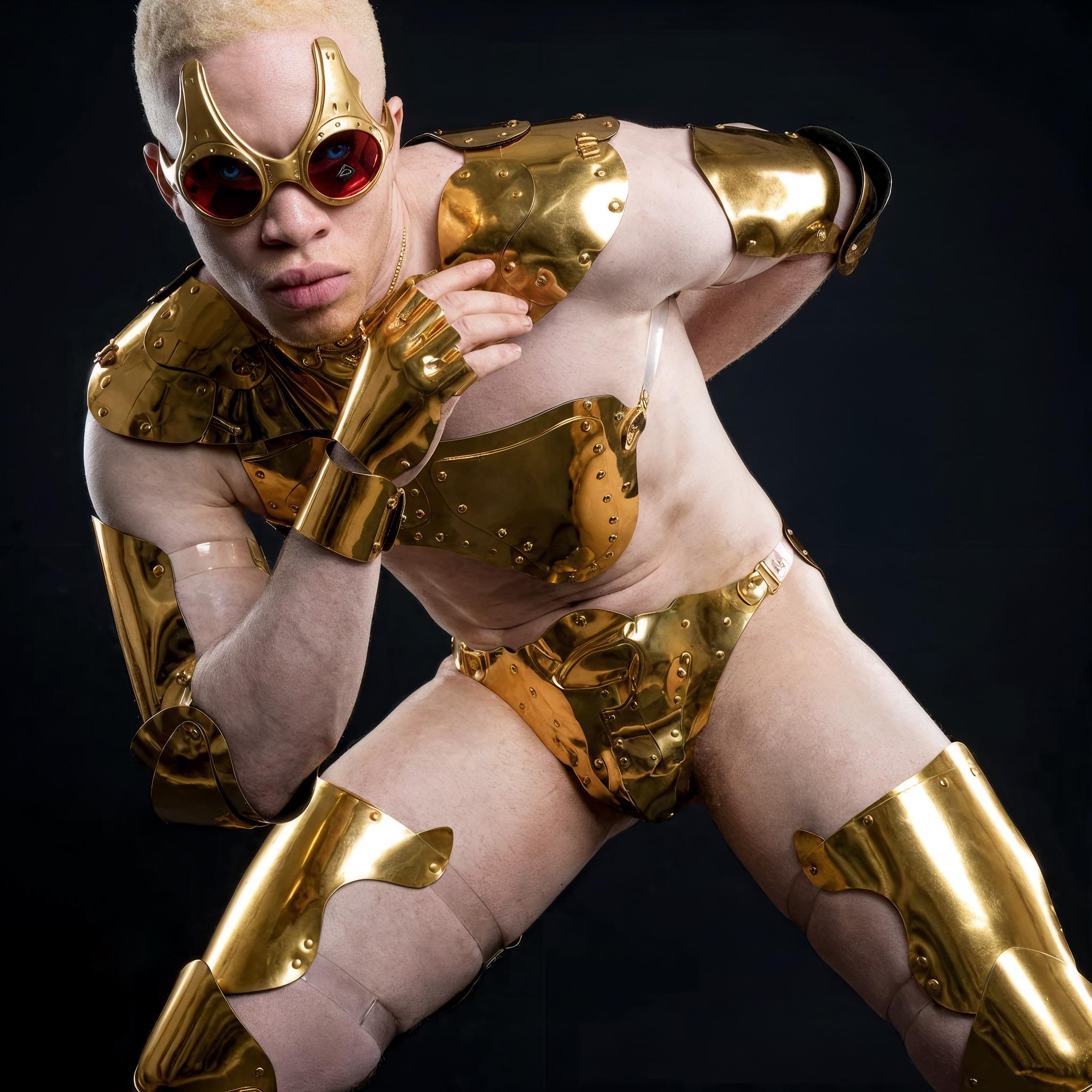 Gold Cyberpunk Costume - Festival Armor Outfit, Futuristic Burning Man Wear