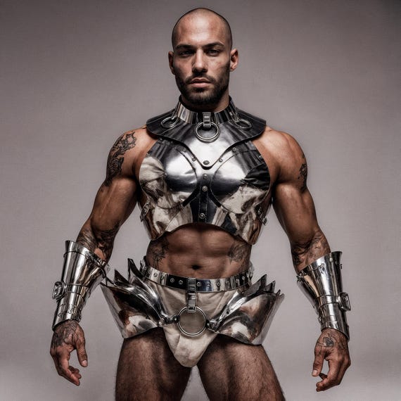 Men’s Cyberpunk Captain Armor, Chrome Leather Costume Set, Cosmic Warrior Cosplay, Burning Man Armour Outfit, Futuristic Apocaliptyc Wear