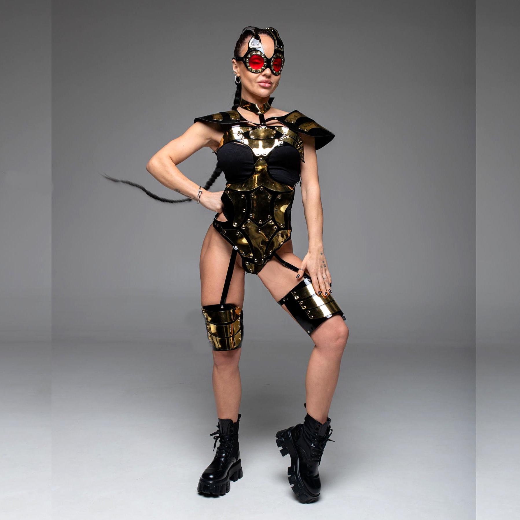 Cyber Punk Costume Set: Leather Armor Outfit, Mad Max Gear, Post Apocalyptic Wear, Cosmic Festival Burning man Accessories
