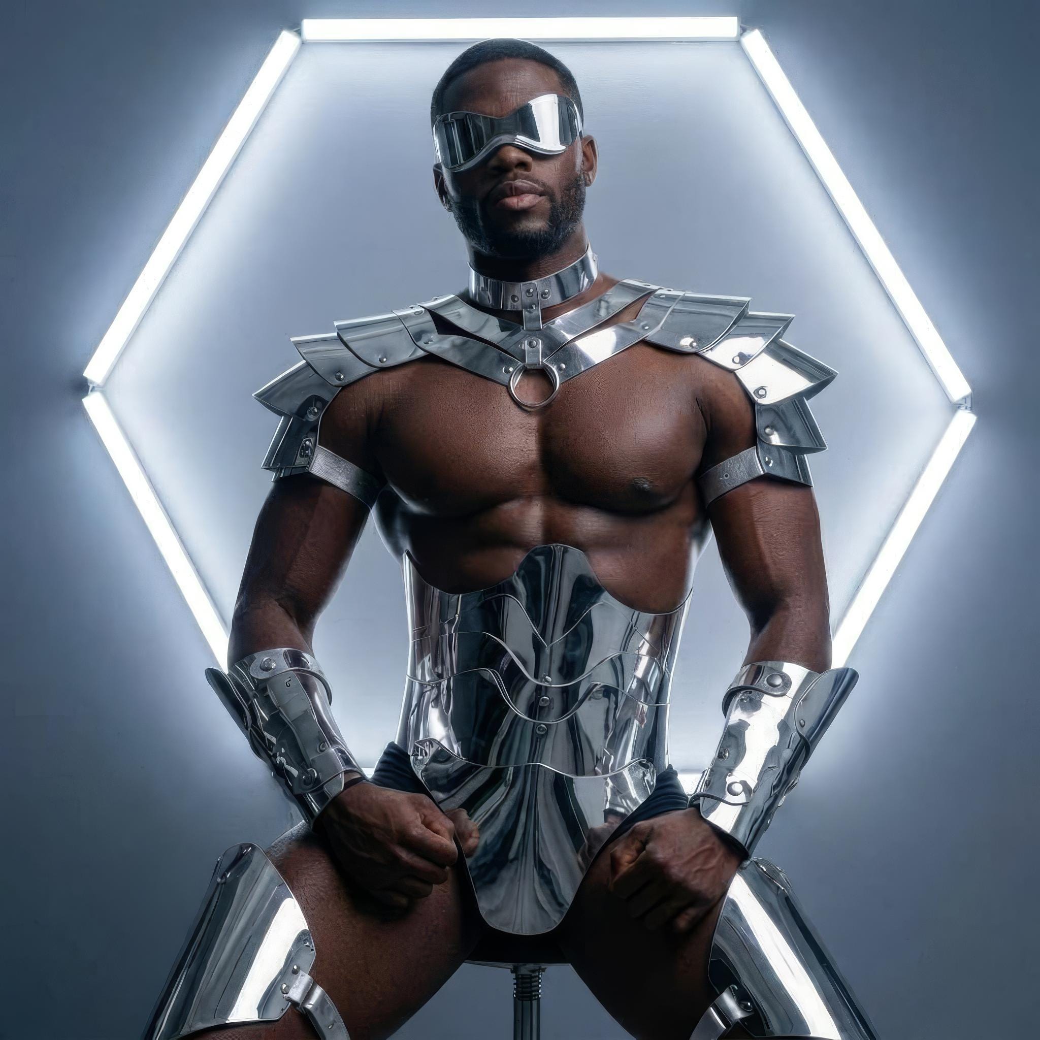 Men's Silver Robot Armor – Futuristic Cyborg Outfit
