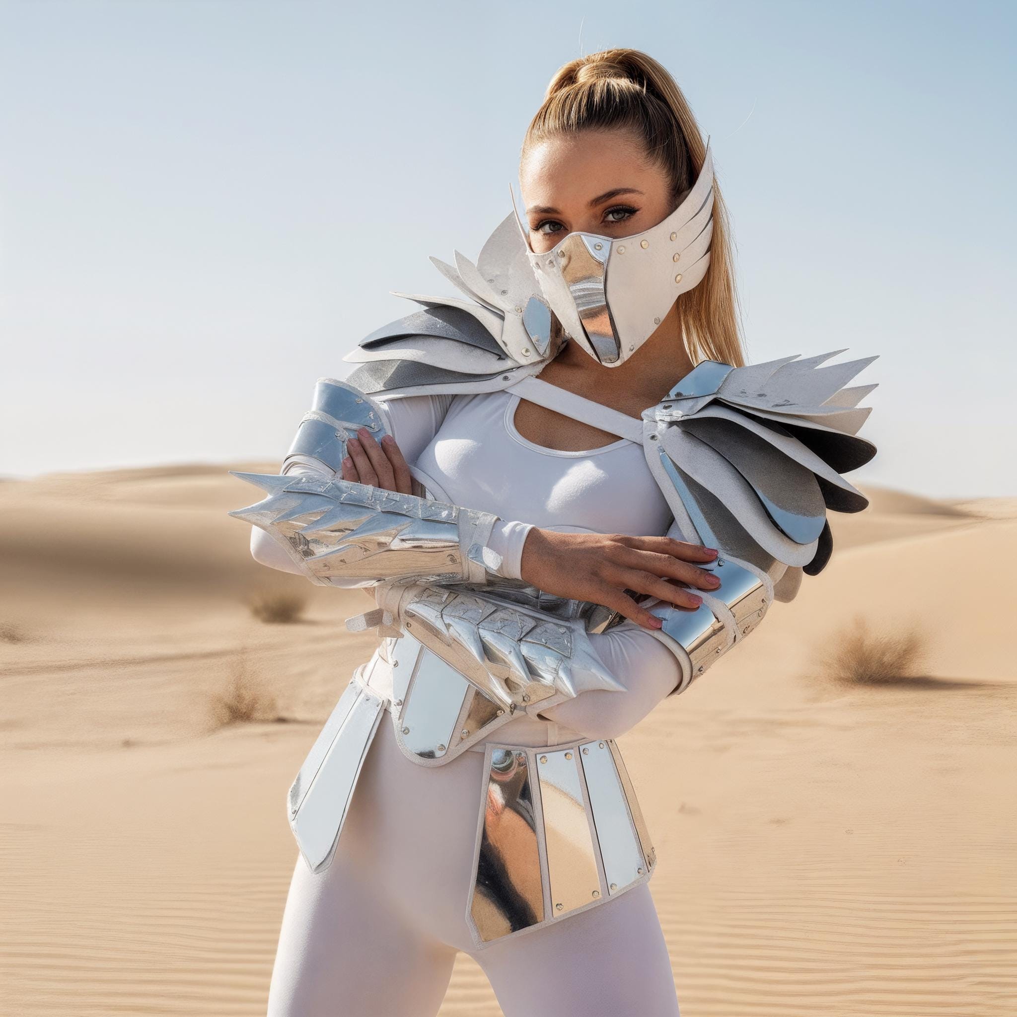 Futuristic Festival Costume for Burning man Outfit, Mask Shoulders Top Skirt Bracers, Leather Cyber Punk Armor