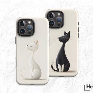 Cute Cat Phone Case | Aesthetic Kitty Art Cover fit for iPhone 16 Pro Max 15 14 13 12 11 Plus, Samsung S24 Ultra S23 S22 S21 S20
