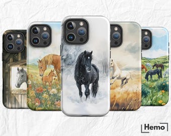 Watercolor Horses Phone Case: Nature Aesthetics, Protective Cover