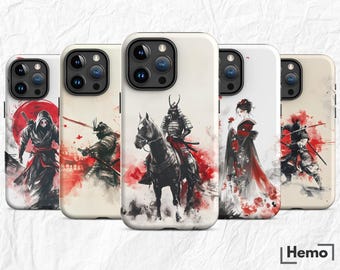 iPhone-hoesje aquarel samurai: Japanse katanakunst, draadloos opladen