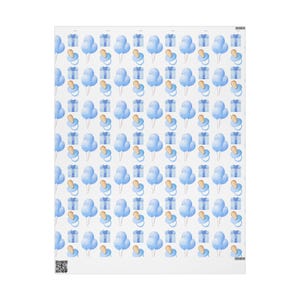 Whimsical Baby Boy Wrapping Paper, Gift Wrap Roll for Birthdays, Baby Showers, Holidays, Artistic Gift Wrap, Decorative Paper