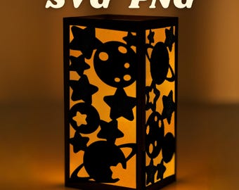 Outer Space Lantern SVG PNG Files, Cutting Machine Digital Download File, DIY Craft