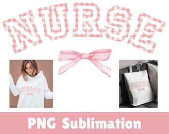 Pink Nurse Bow PNG: College Font Cut File (Digital Download)