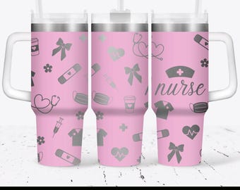 Nurse 40oz Tumbler Wrap SVG Laser Cut File (Digital Download)
