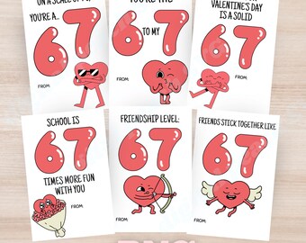 6 7 Valentines Cards for Kids PNG, Printable Gen Alpha Valentines Day Digital Download File