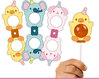 Animal Lollipop Cover SVG PNG: Birthday Party Favor DIY (Digital Download)