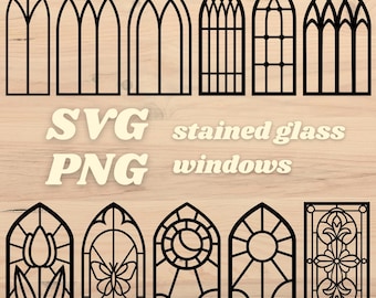 Stained Glass Windows SVG PNG Files, Dollhouse Miniatures Windows Laser Cutting Machine, DIY Dollhouse Gothic Stained Glass Church Windows